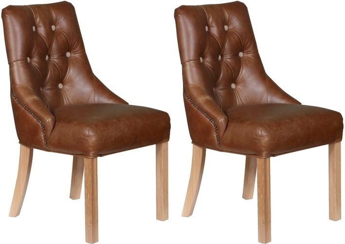 Product photograph of Additions Stanton Brown Leather Dining Chair Sold In Pairs from Choice Furniture Superstore.